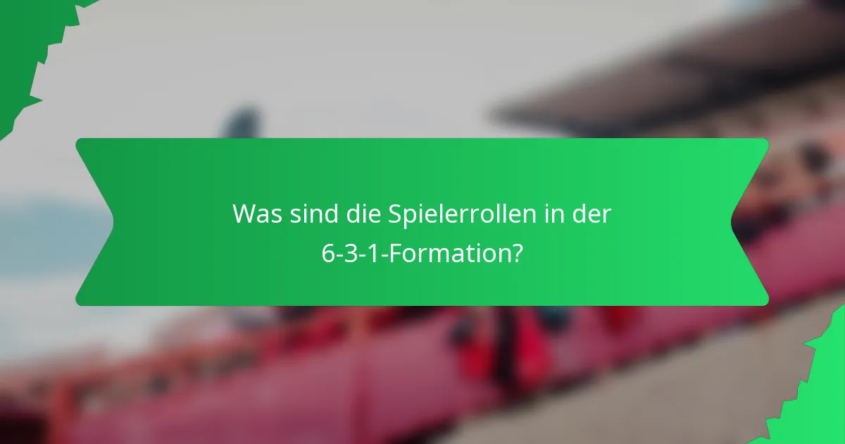 Was sind die Spielerrollen in der 6-3-1-Formation?
